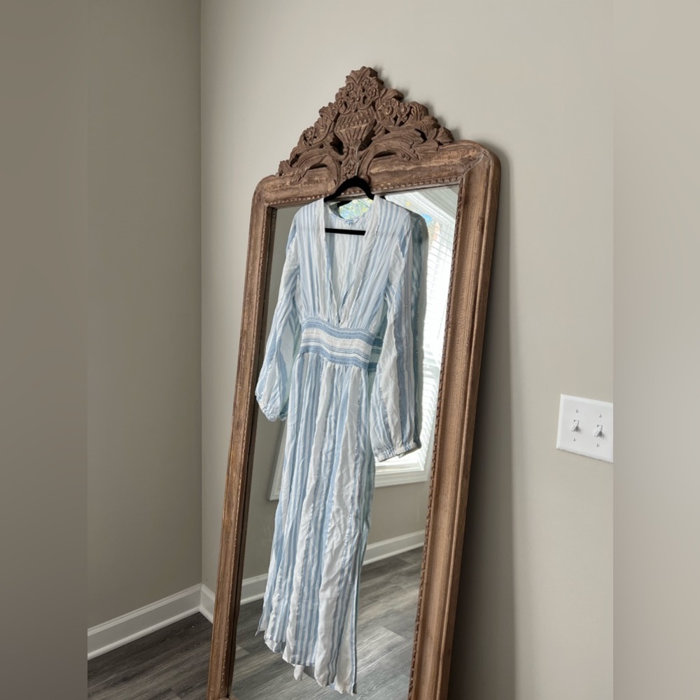 NEW Blue Island Blue & White striped Sequin Cover Up Medium